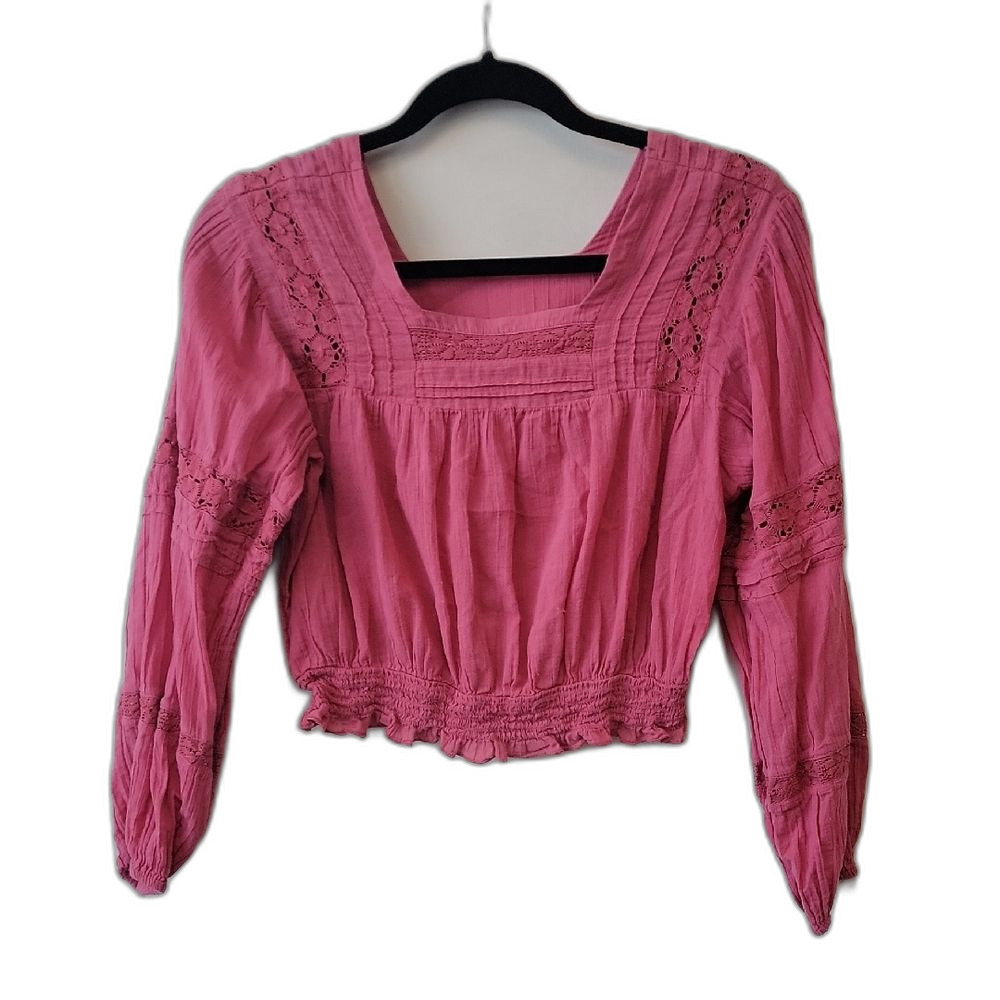American Eagle Outfitters Lace Blouse Pink Size XS